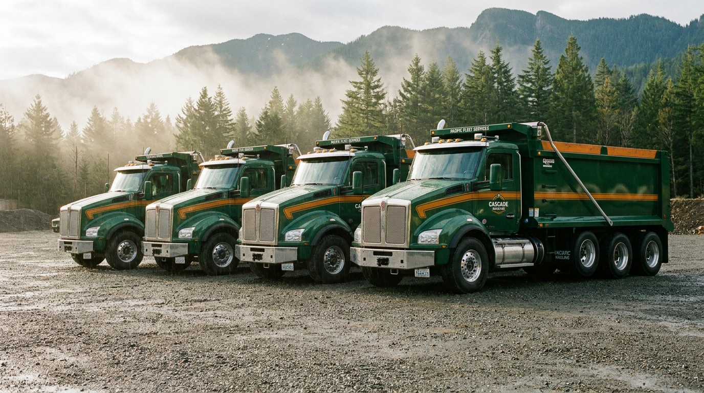 The Rainier Rock & Dirt fleet lined up at the yard